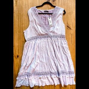 Lavender, lace trim skater dress, BOOHOO size 16